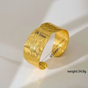 Source Unknown Gold Textured Wide Cuff Bracelet